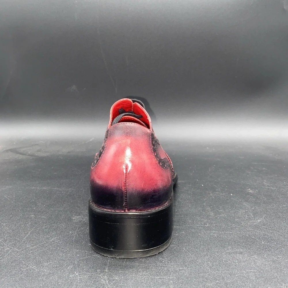 Encore by Fiesso red‎ and black leather wingtip brogue Oxford shoes 42